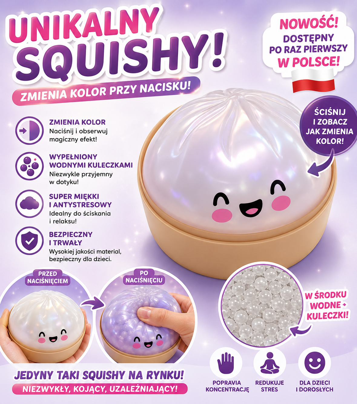 ANTYSTRESOWY DUMPLING PIEROŻEK SQUISHY ADHD W PUDEŁKU HIT